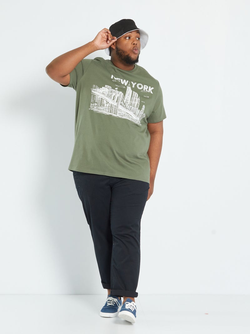 T-shirt estampada em jersey 'New-York' VERDE - Kiabi