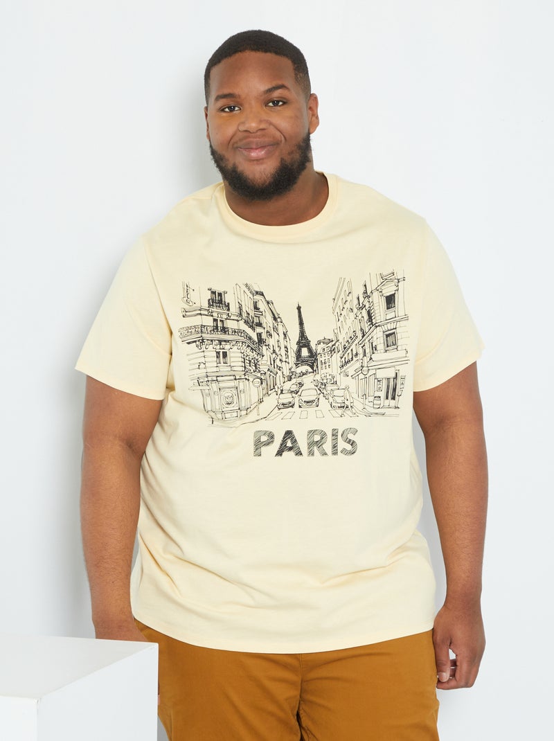 T-shirt estampada em jersey 'Paris' BEGE - Kiabi