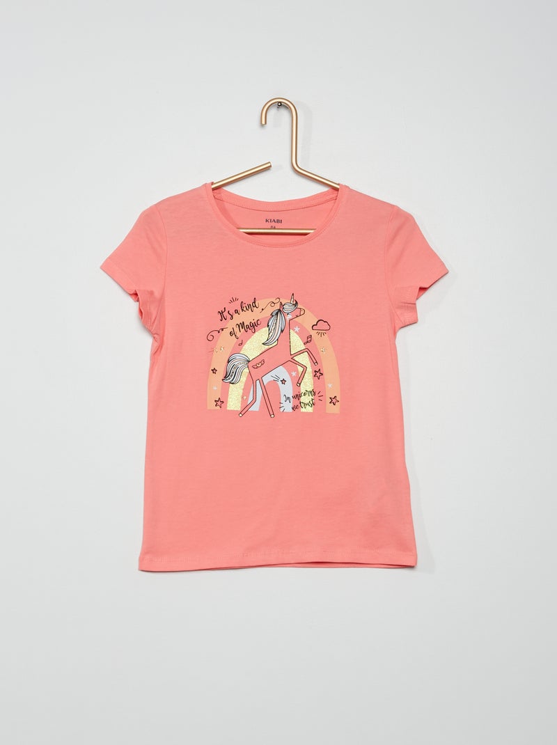 T-shirt estampada em jersey ROSA - Kiabi