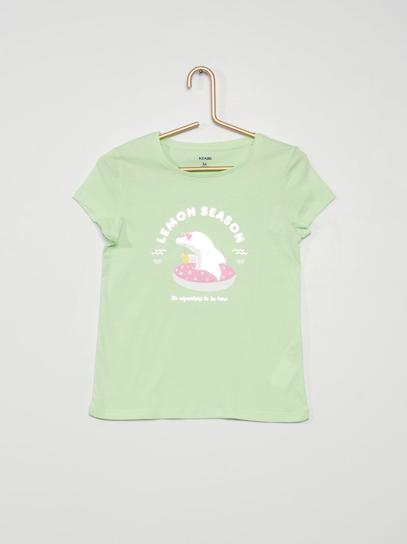 T-shirt estampada em jersey VERDE - Kiabi