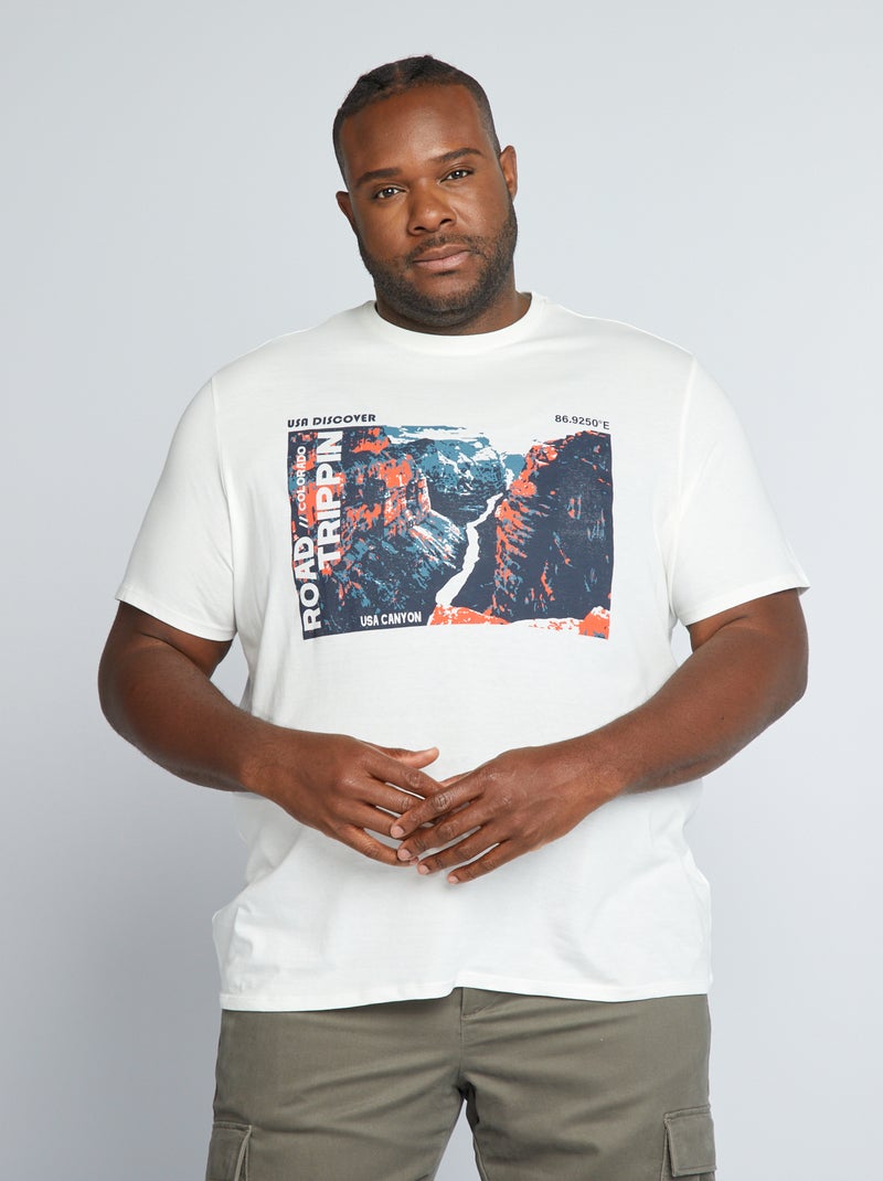 T-shirt estampada em malha jersey BRANCO - Kiabi