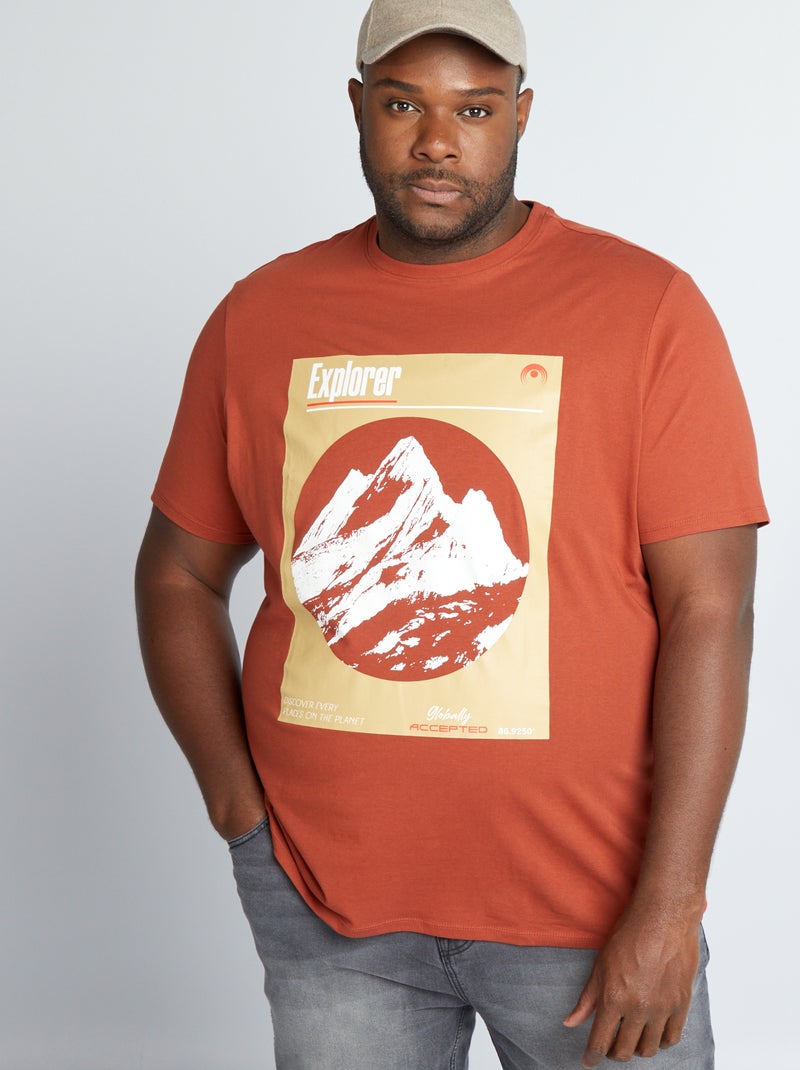 T-shirt estampada em malha jersey CASTANHO - Kiabi