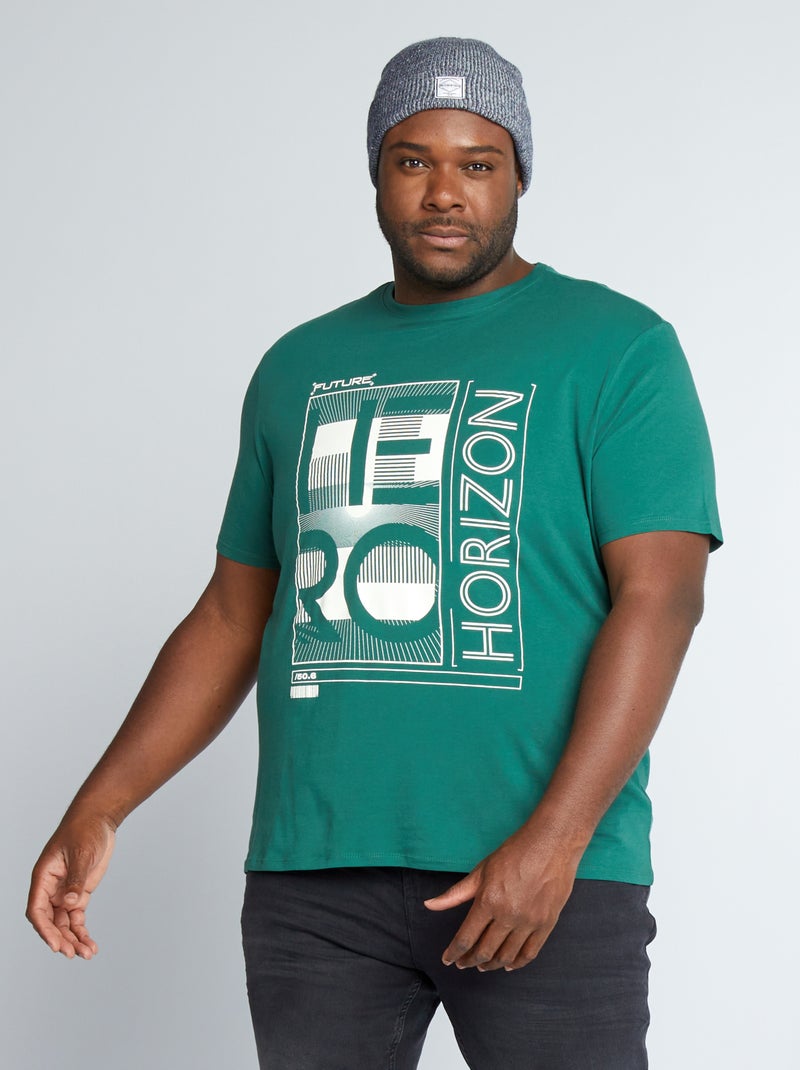 T-shirt estampada em malha jersey VERDE - Kiabi