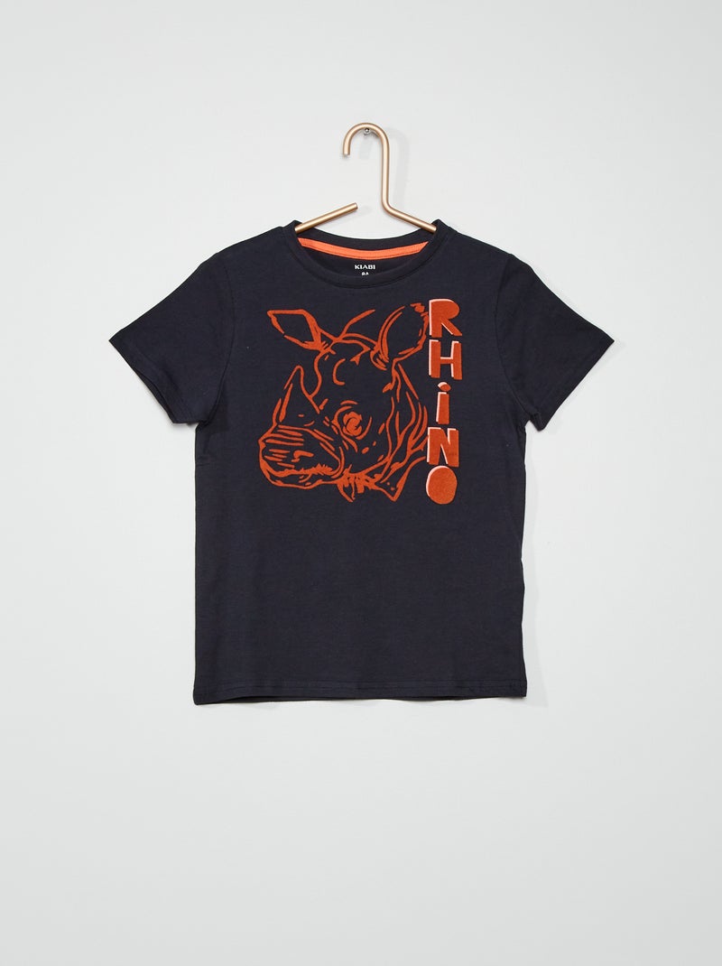 T-shirt estampada em puro algodão AZUL - Kiabi