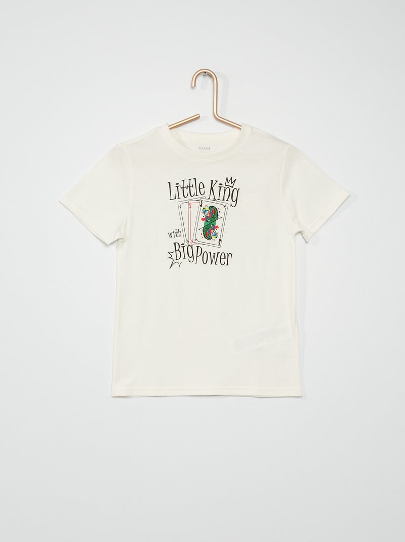 T-shirt estampada em puro algodão BRANCO - Kiabi