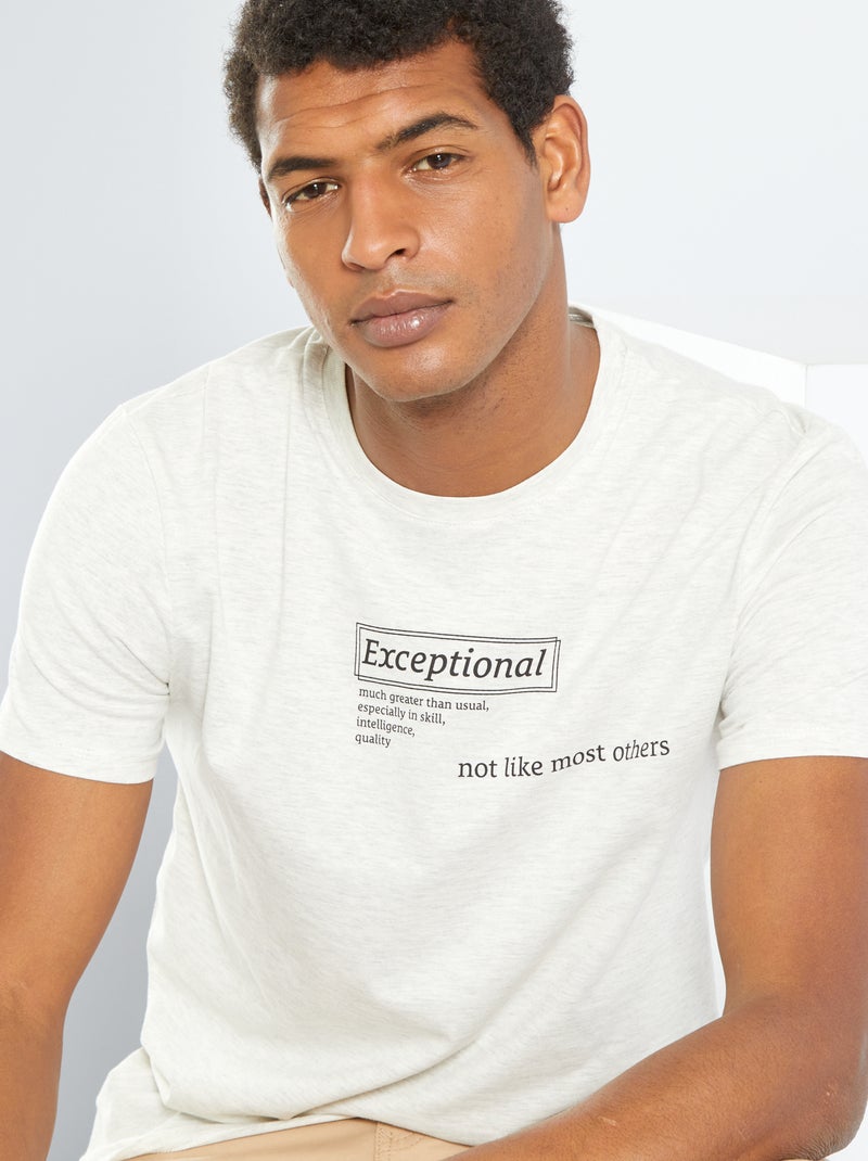 T-shirt estampada em puro algodão BRANCO - Kiabi