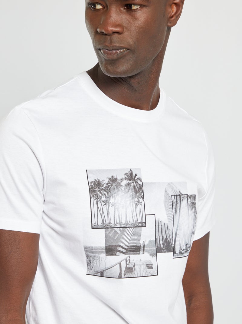 T-shirt estampada em puro algodão BRANCO - Kiabi