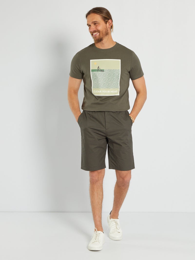 T-shirt estampada em puro algodão BRANCO - Kiabi