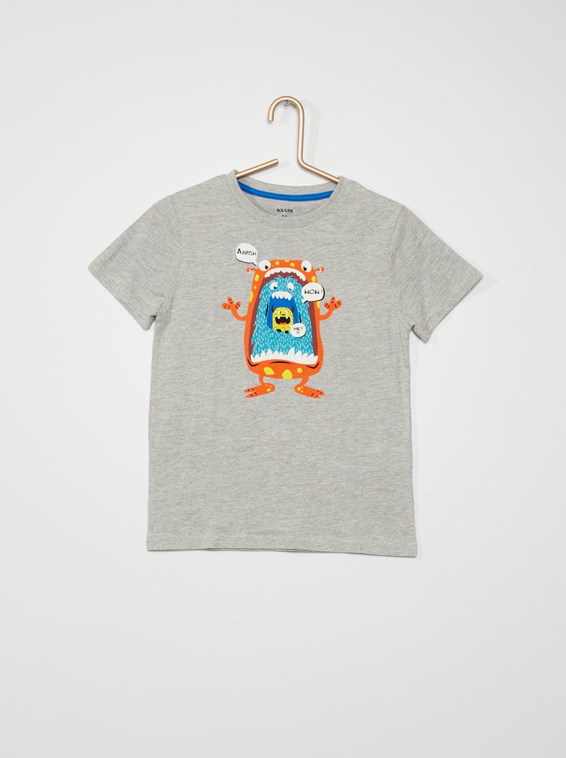 T-shirt estampada em puro algodão CINZA - Kiabi