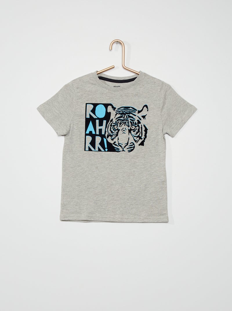 T-shirt estampada em puro algodão CINZA - Kiabi