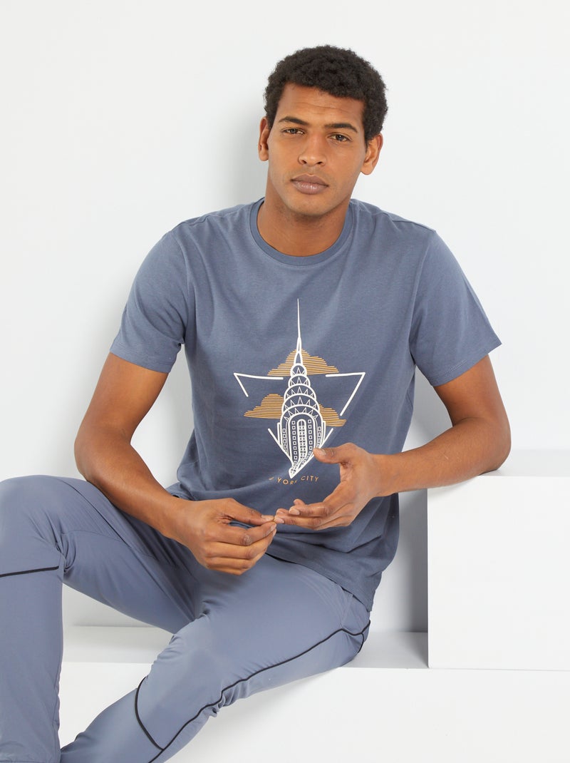 T-shirt estampada em puro algodão CINZA - Kiabi