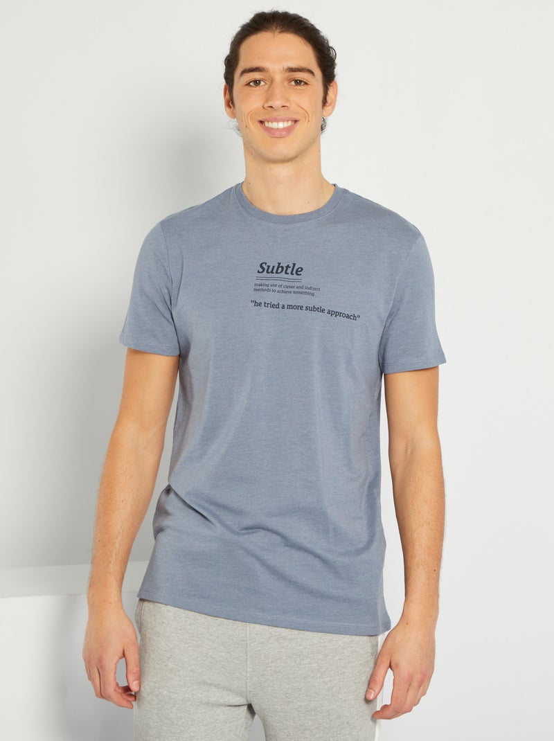T-shirt estampada em puro algodão CINZA - Kiabi