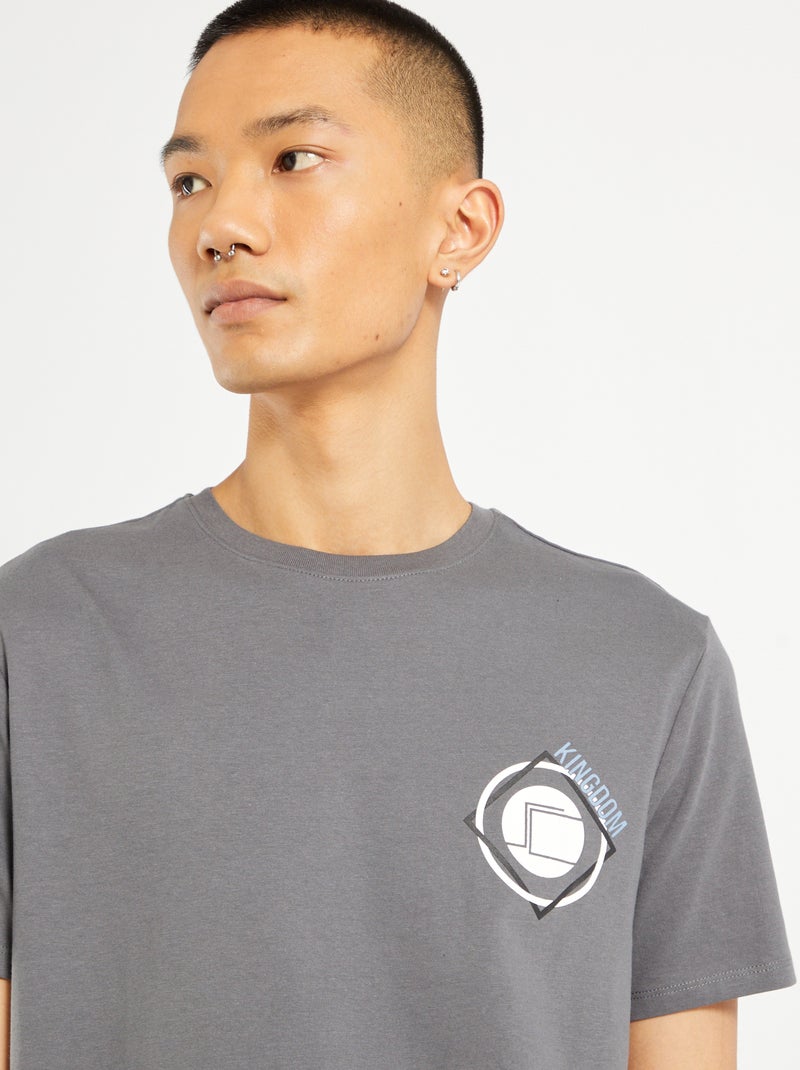 T-shirt estampada em puro algodão CINZA - Kiabi