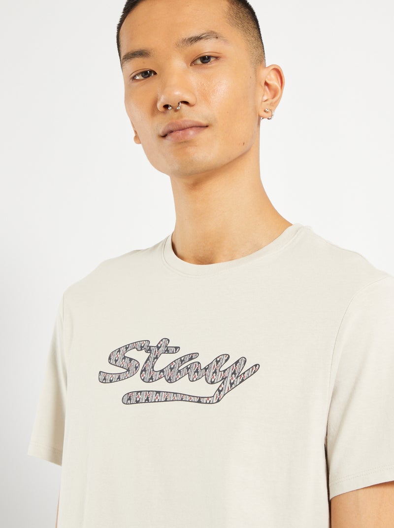 T-shirt estampada em puro algodão CINZA - Kiabi