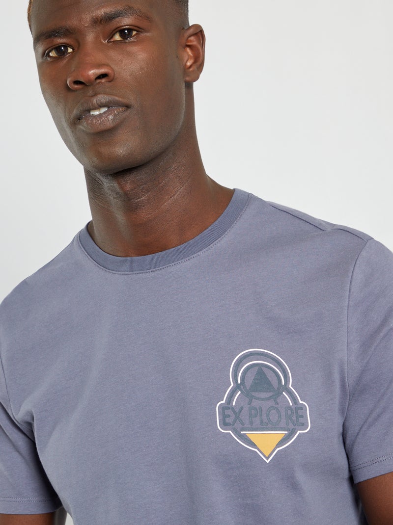 T-shirt estampada em puro algodão CINZA - Kiabi