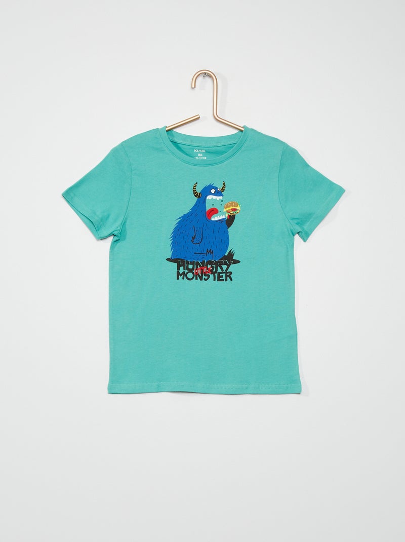 T-shirt estampada em puro algodão VERDE - Kiabi