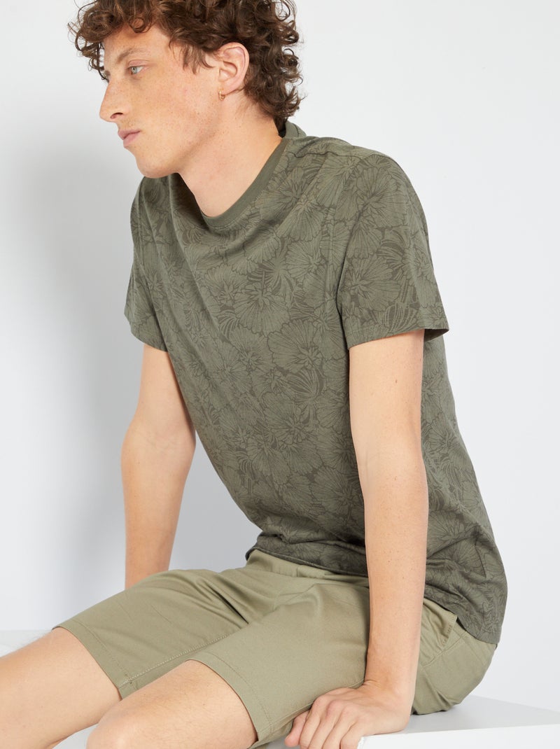 T-shirt estampada em puro algodão VERDE - Kiabi