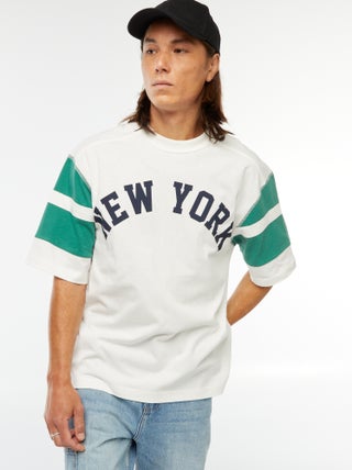T-shirt estampada estilo desporto 'New York' de manga curta