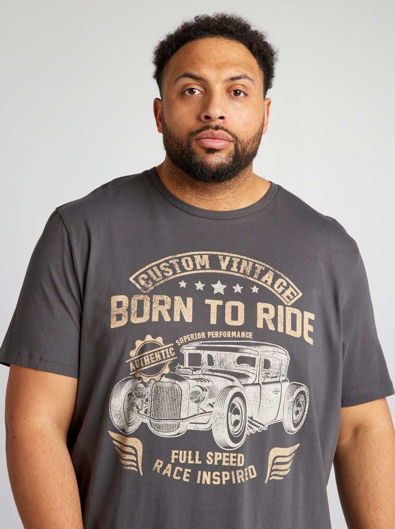 T-shirt estampada estilo motard CINZA - Kiabi