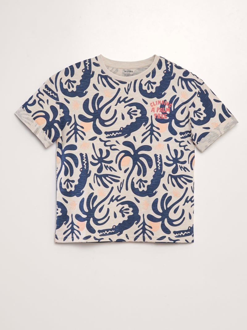 T-shirt estampada forma loose CINZA - Kiabi