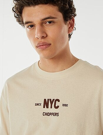 T-shirt estampada frente e verso de manga curta 'New York'