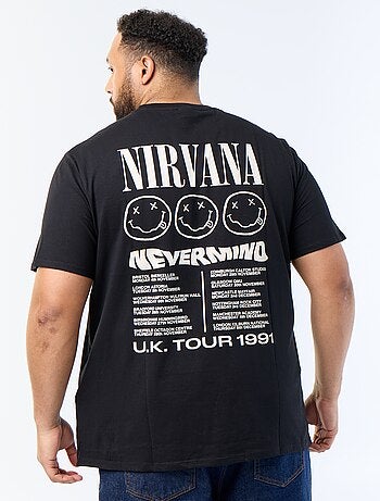 T-shirt estampada frente e verso 'Nirvana'