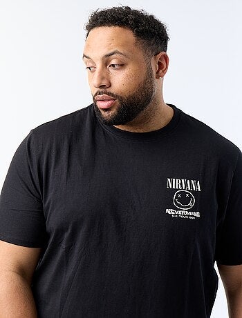 T-shirt estampada frente e verso 'Nirvana'