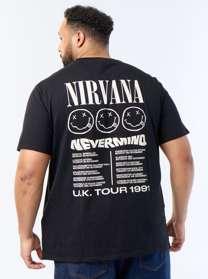 T-shirt estampada frente e verso 'Nirvana' Preto - Kiabi