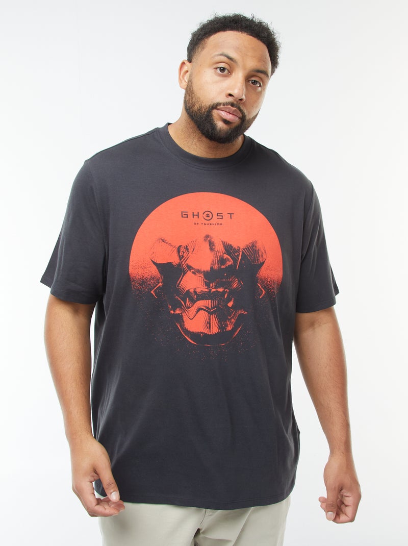 T-shirt estampada frente-verso de manga curta 'Ghost of Tsushima' PRETO - Kiabi