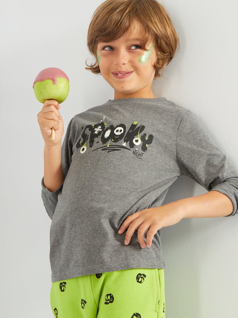 T-shirt estampada 'Halloween' CINZA - Kiabi