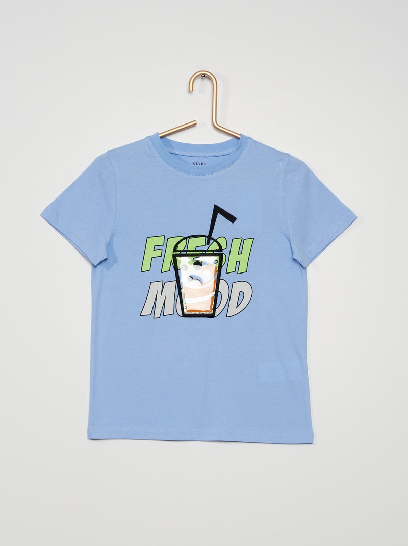 T-shirt estampada 'hamburger' AZUL - Kiabi