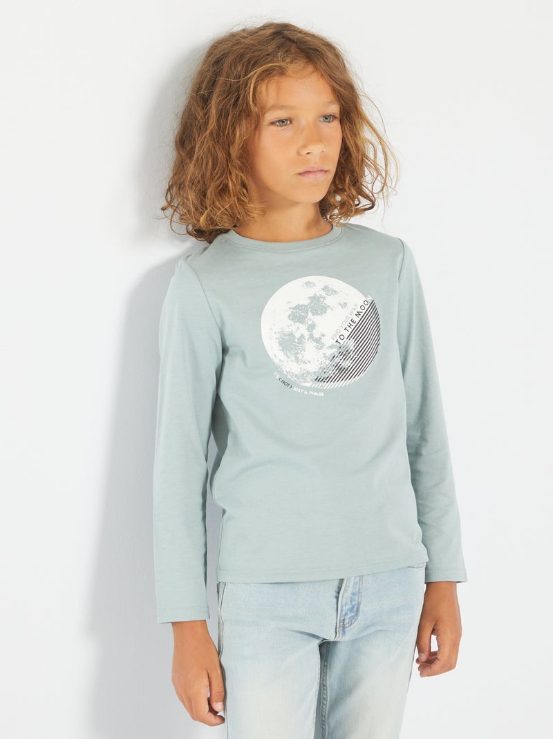 T-shirt estampada 'Lua' AZUL - Kiabi