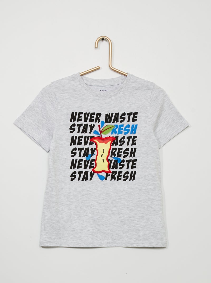 T-shirt estampada 'maçã' CINZA - Kiabi