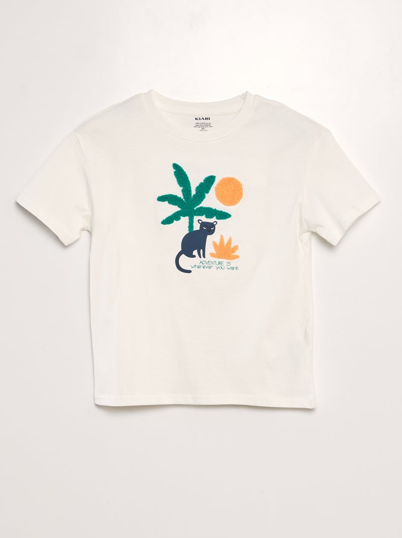 T-shirt estampada + malha trama BEGE - Kiabi
