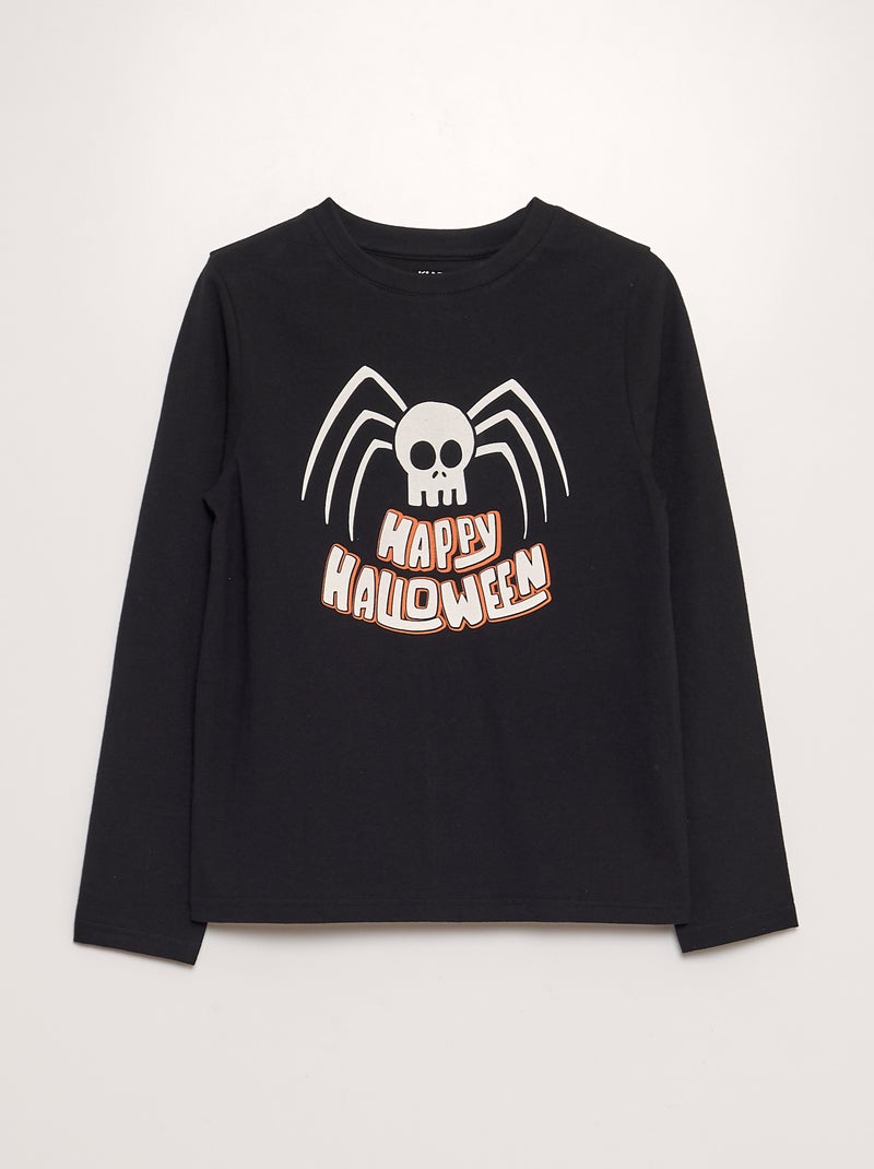 T-shirt estampada manga comprida - Halloween PRETO - Kiabi