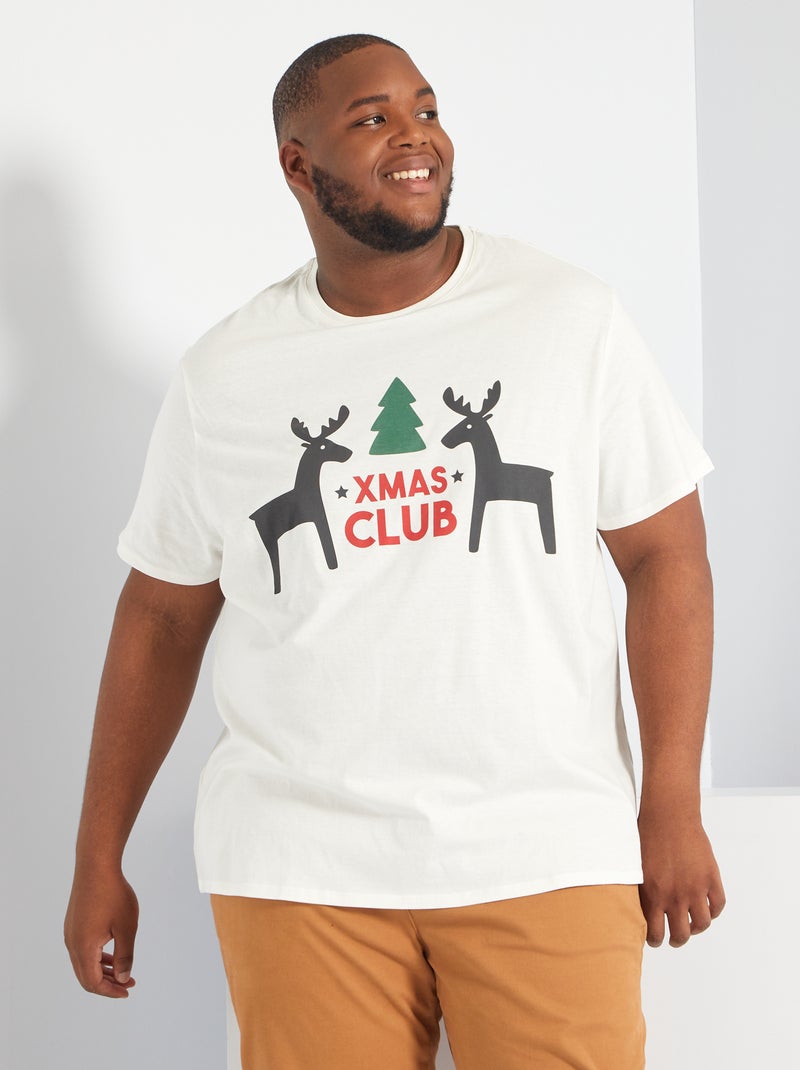 T-shirt estampada 'Natal' BRANCO - Kiabi
