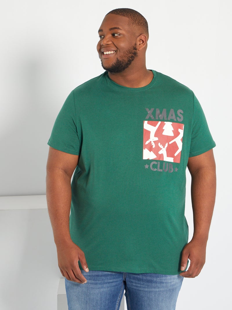 T-shirt estampada 'Natal' VERDE - Kiabi
