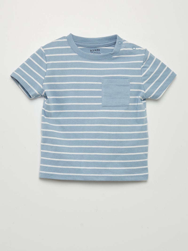 T-shirt estampada no bolso AZUL - Kiabi