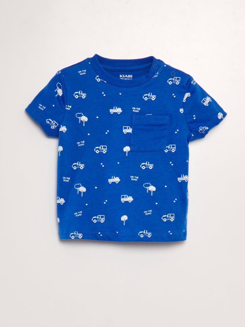 T-shirt estampada no bolso AZUL - Kiabi