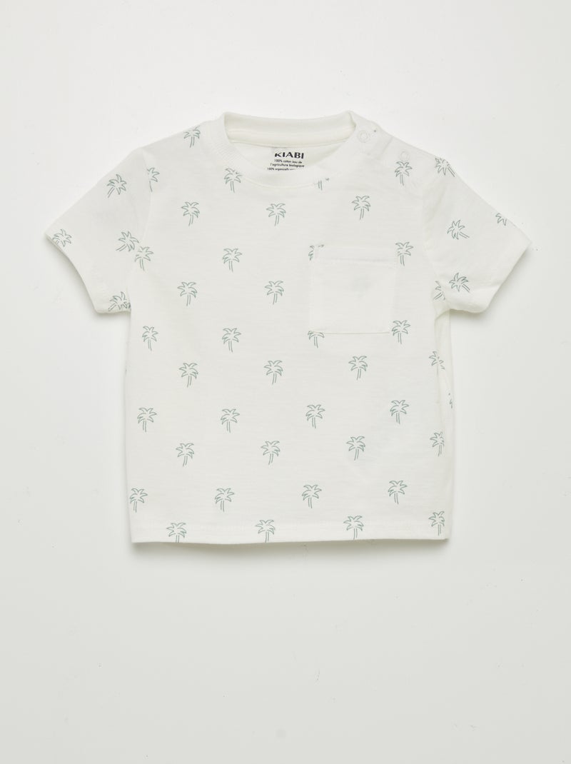 T-shirt estampada no bolso BRANCO - Kiabi