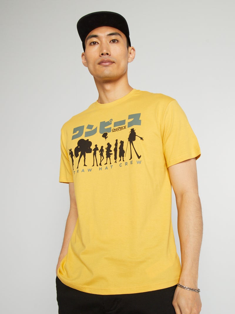 T-shirt estampada 'One Piece' gola redonda Amarelo - Kiabi