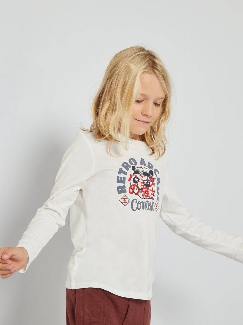 T-shirt estampada 'Panda Ninja' BRANCO - Kiabi