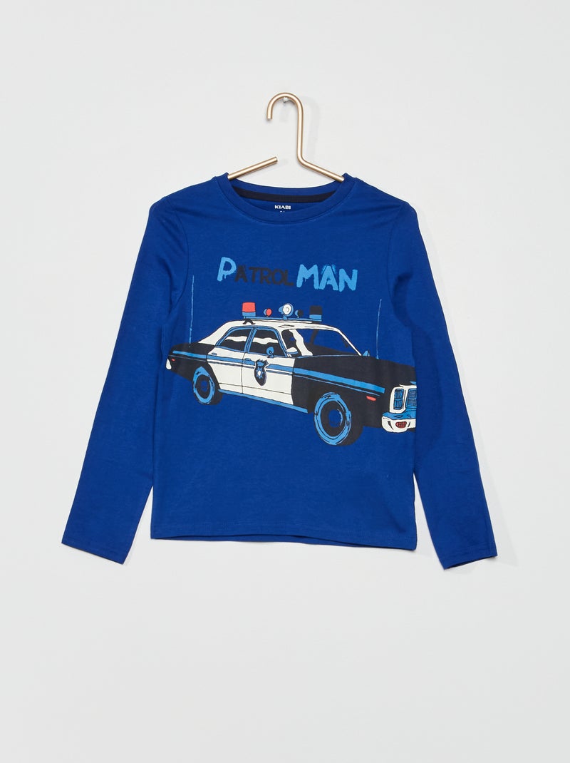 T-shirt estampada 'Police' AZUL - Kiabi