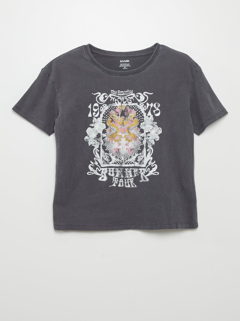 T-shirt estampada PRETO - Kiabi