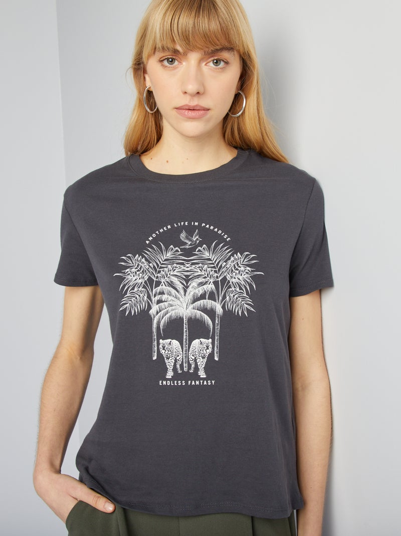 T-shirt estampada PRETO - Kiabi