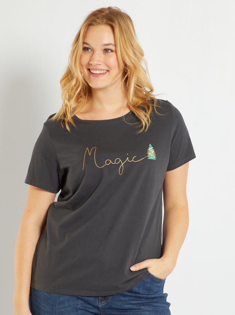 T-shirt estampada PRETO - Kiabi