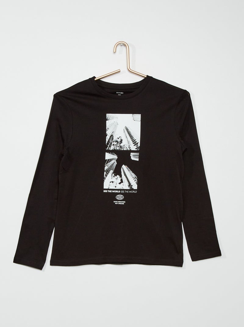 T-shirt estampada PRETO - Kiabi
