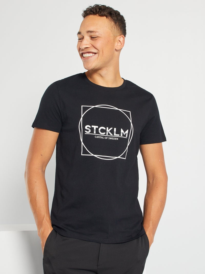 T-shirt estampada PRETO - Kiabi