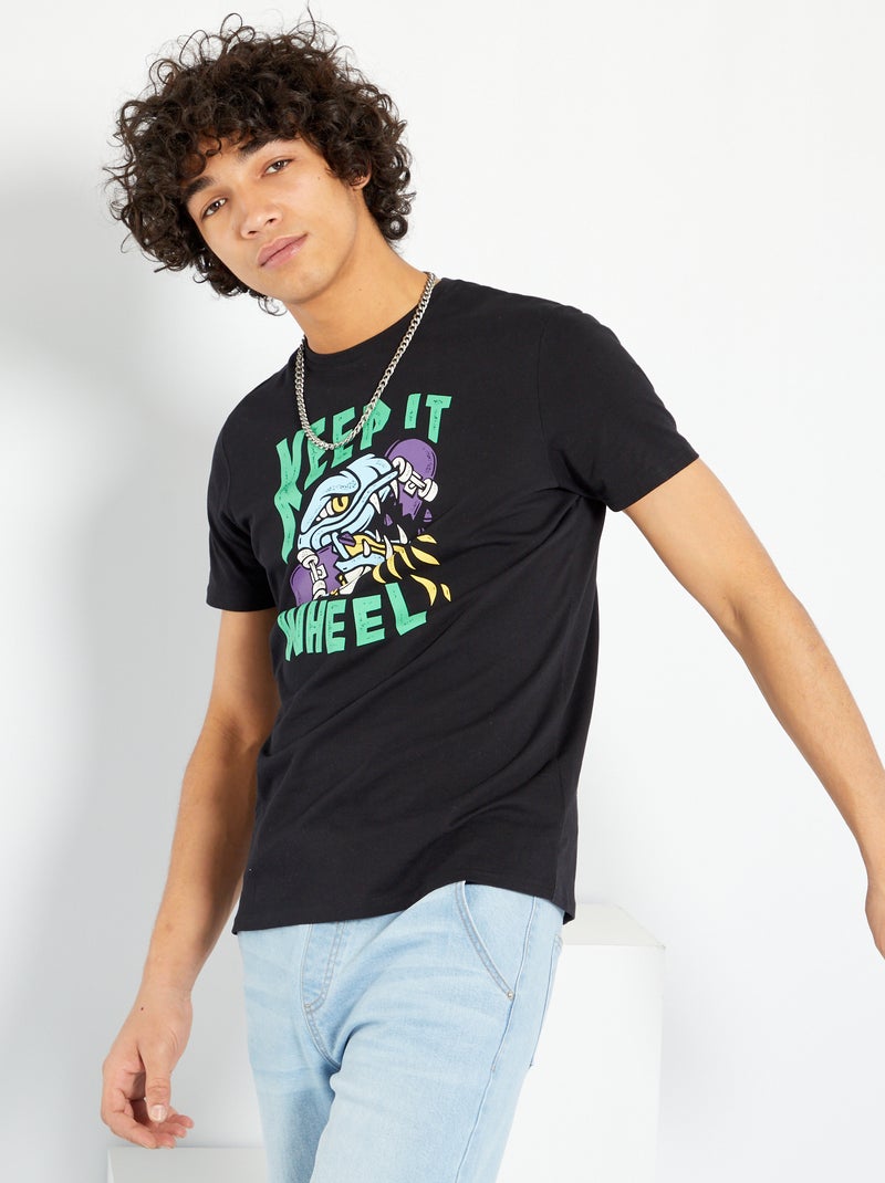 T-shirt estampada PRETO - Kiabi
