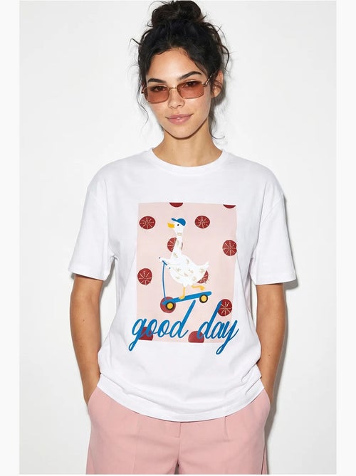 T-shirt estampada relaxed fit com gola redonda lucci - Kiabi